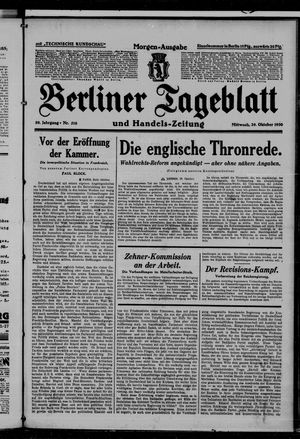 Berliner Tageblatt und Handels-Zeitung vom 29.10.1930