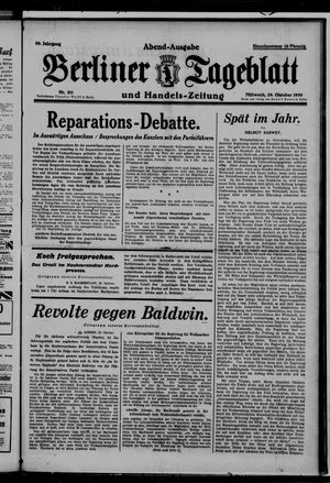 Berliner Tageblatt und Handels-Zeitung vom 29.10.1930