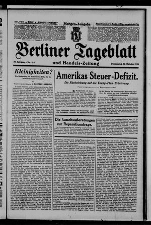 Berliner Tageblatt und Handels-Zeitung vom 30.10.1930
