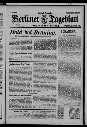 Berliner Tageblatt und Handels-Zeitung vom 30.10.1930