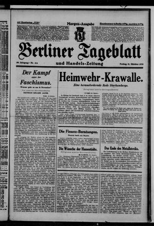 Berliner Tageblatt und Handels-Zeitung vom 31.10.1930