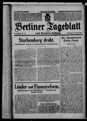 Berliner Tageblatt und Handels-Zeitung vom 01.11.1930