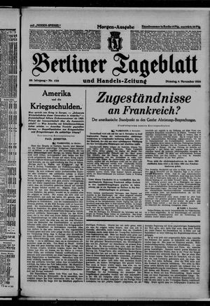Berliner Tageblatt und Handels-Zeitung vom 04.11.1930