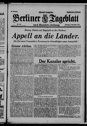Berliner Tageblatt und Handels-Zeitung vom 04.11.1930