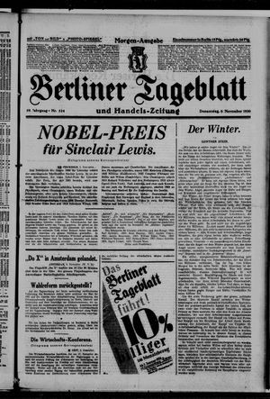 Berliner Tageblatt und Handels-Zeitung vom 06.11.1930