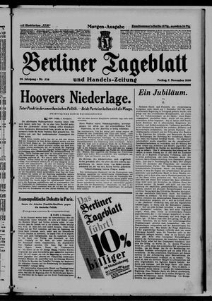 Berliner Tageblatt und Handels-Zeitung vom 07.11.1930