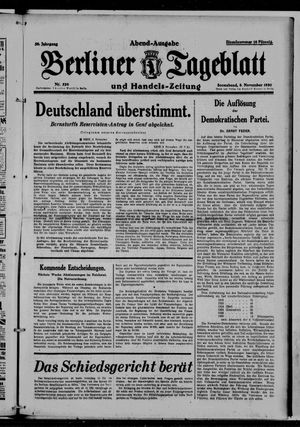 Berliner Tageblatt und Handels-Zeitung vom 08.11.1930