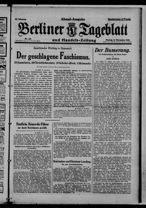Berliner Tageblatt und Handels-Zeitung vom 10.11.1930