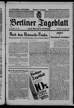 Berliner Tageblatt und Handels-Zeitung vom 11.11.1930
