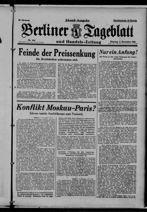 Berliner Tageblatt und Handels-Zeitung vom 11.11.1930