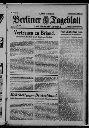 Berliner Tageblatt und Handels-Zeitung vom 14.11.1930