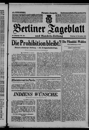 Berliner Tageblatt und Handels-Zeitung vom 18.11.1930