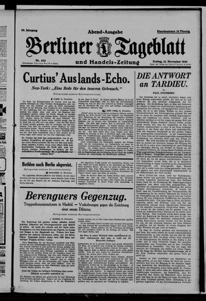 Berliner Tageblatt und Handels-Zeitung vom 21.11.1930