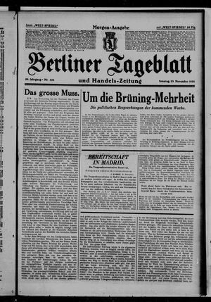 Berliner Tageblatt und Handels-Zeitung vom 23.11.1930