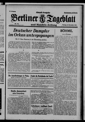 Berliner Tageblatt und Handels-Zeitung vom 24.11.1930
