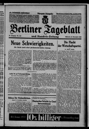 Berliner Tageblatt und Handels-Zeitung vom 26.11.1930