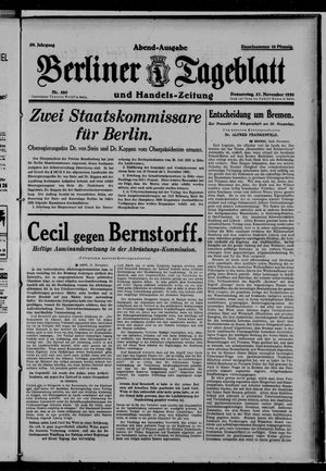 Berliner Tageblatt und Handels-Zeitung vom 27.11.1930