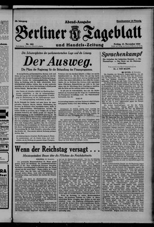 Berliner Tageblatt und Handels-Zeitung vom 28.11.1930