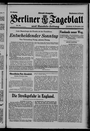 Berliner Tageblatt und Handels-Zeitung vom 29.11.1930