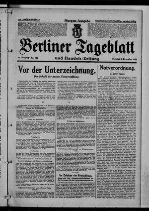 Berliner Tageblatt und Handels-Zeitung vom 02.12.1930