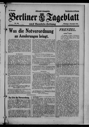 Berliner Tageblatt und Handels-Zeitung vom 02.12.1930