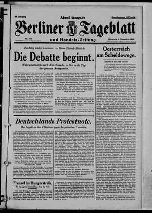 Berliner Tageblatt und Handels-Zeitung vom 03.12.1930