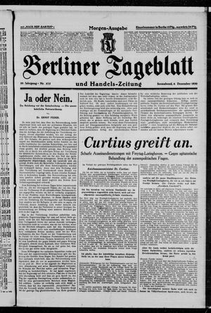 Berliner Tageblatt und Handels-Zeitung on Dec 6, 1930