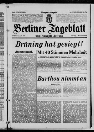 Berliner Tageblatt und Handels-Zeitung vom 07.12.1930