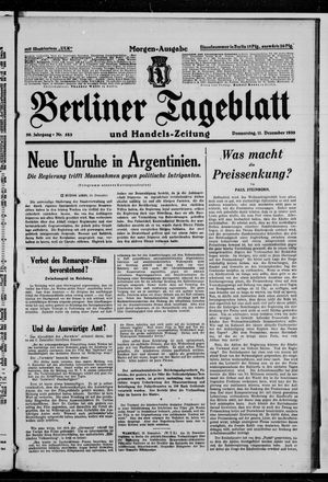 Berliner Tageblatt und Handels-Zeitung vom 11.12.1930