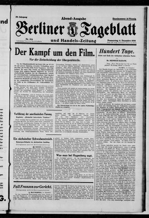 Berliner Tageblatt und Handels-Zeitung vom 11.12.1930
