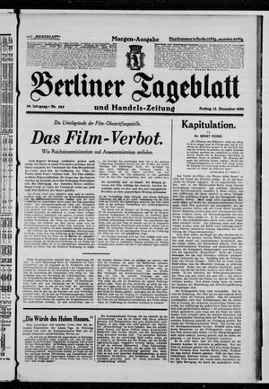 Berliner Tageblatt und Handels-Zeitung vom 12.12.1930