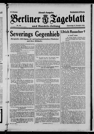Berliner Tageblatt und Handels-Zeitung vom 18.12.1930
