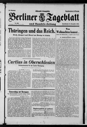 Berliner Tageblatt und Handels-Zeitung on Dec 20, 1930