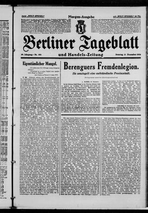 Berliner Tageblatt und Handels-Zeitung vom 21.12.1930