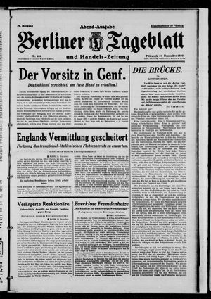 Berliner Tageblatt und Handels-Zeitung vom 24.12.1930