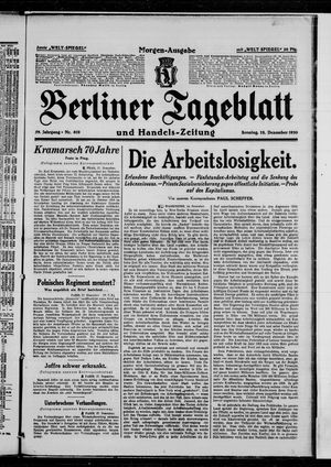 Berliner Tageblatt und Handels-Zeitung on Dec 28, 1930