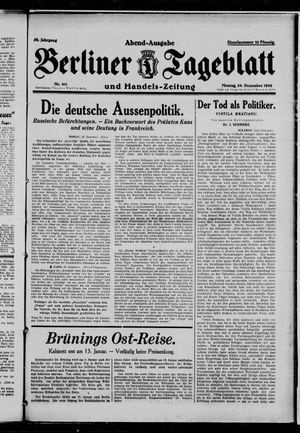 Berliner Tageblatt und Handels-Zeitung vom 29.12.1930