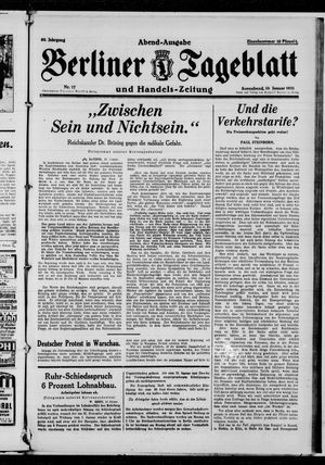 Berliner Tageblatt und Handels-Zeitung on Jan 10, 1931