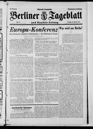 Berliner Tageblatt und Handels-Zeitung on Jan 16, 1931