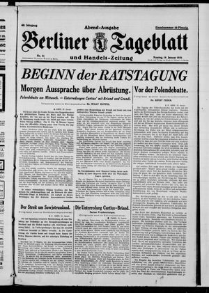 Berliner Tageblatt und Handels-Zeitung vom 19.01.1931