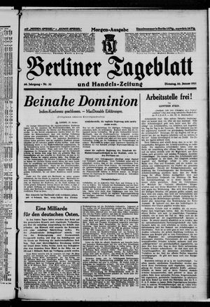 Berliner Tageblatt und Handels-Zeitung on Jan 20, 1931