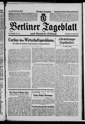 Berliner Tageblatt und Handels-Zeitung on Jan 21, 1931