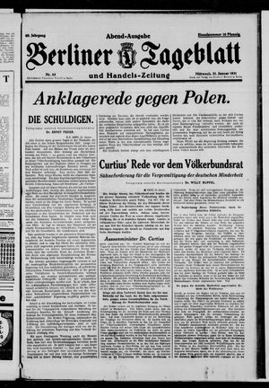 Berliner Tageblatt und Handels-Zeitung vom 21.01.1931