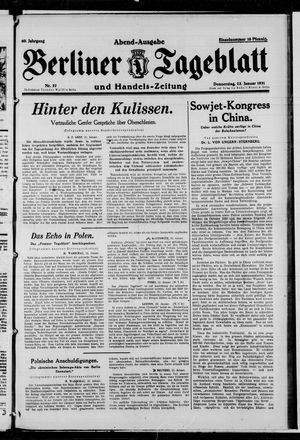 Berliner Tageblatt und Handels-Zeitung vom 22.01.1931