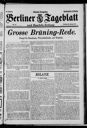 Berliner Tageblatt und Handels-Zeitung on Jan 26, 1931