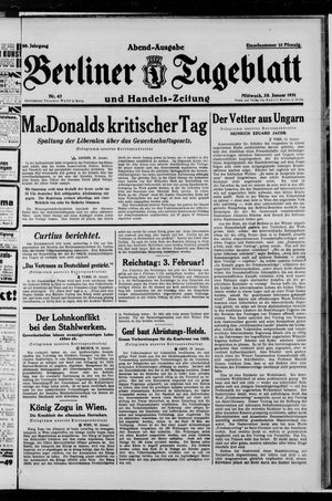 Berliner Tageblatt und Handels-Zeitung vom 28.01.1931