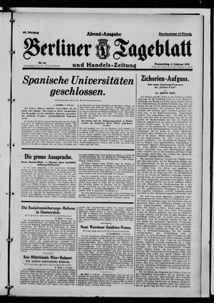 Berliner Tageblatt und Handels-Zeitung vom 05.02.1931