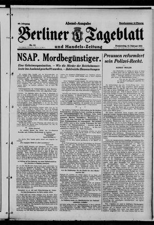 Berliner Tageblatt und Handels-Zeitung vom 12.02.1931