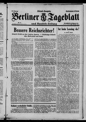 Berliner Tageblatt und Handels-Zeitung vom 14.02.1931