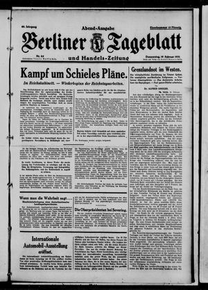 Berliner Tageblatt und Handels-Zeitung vom 19.02.1931